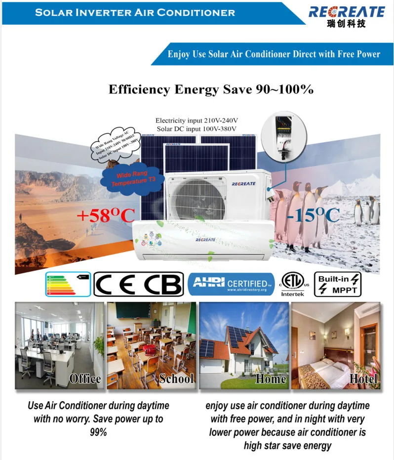 100%DC off-Grid Solar Inverter Air Conditioner 9000BTU/1p