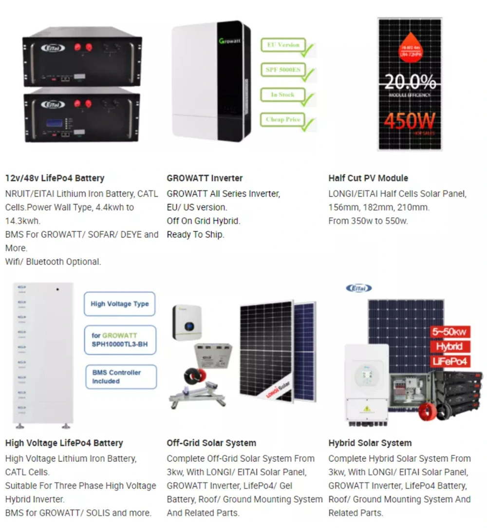 Eitai 25 Years Warranty Photovoltaic Panel 10kw 15kw Hybrid Solar Energy Power Equipment System