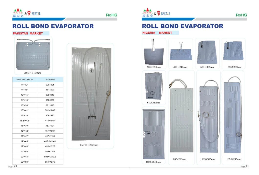 Solar Roll Bond Evaporator for Heating Refrigeration Air Conditioner Ventilation