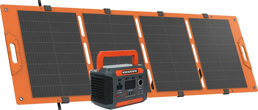 Outdoor Power Station Portable with Foldable 200W Solar Panel Emergency Power Supply Battery Portable Solar Power Station