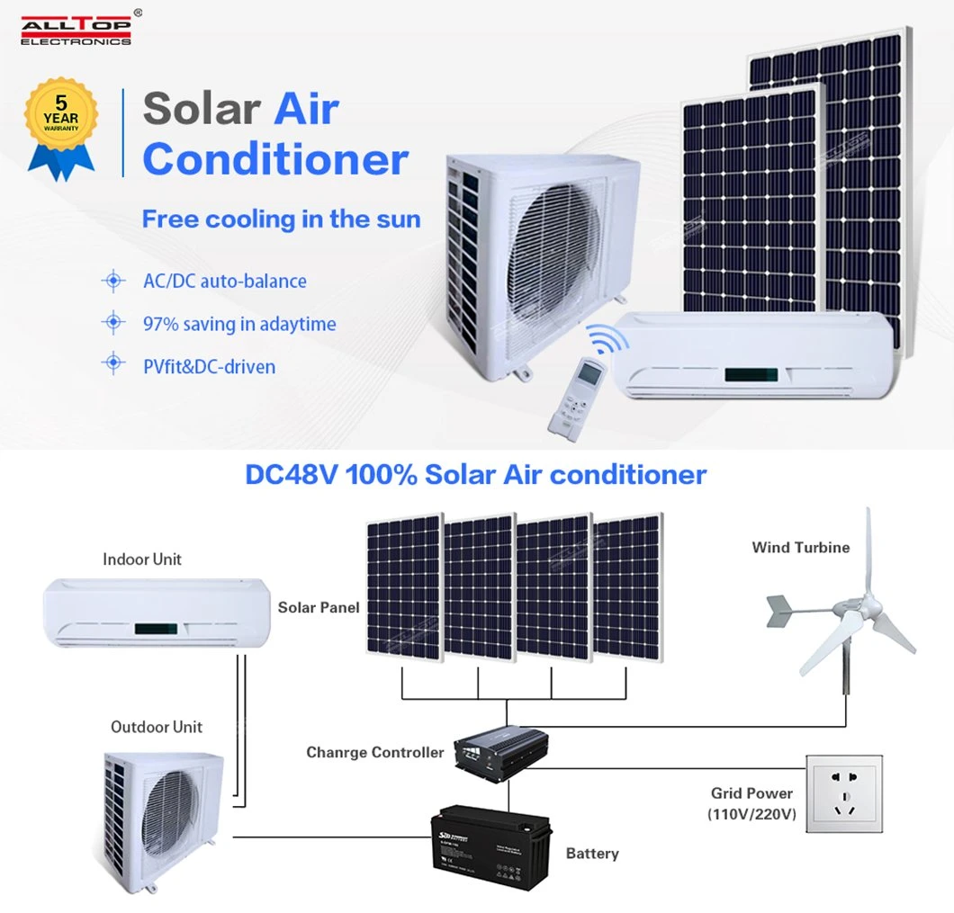 DC 48V 100% off Grid Solar Power Air Conditioner in Hybrid Solar Air Conditioners